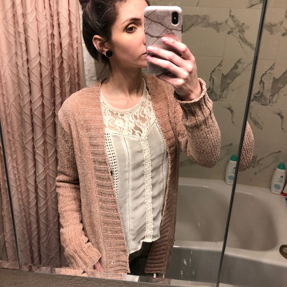 Light pink velvet cardigan